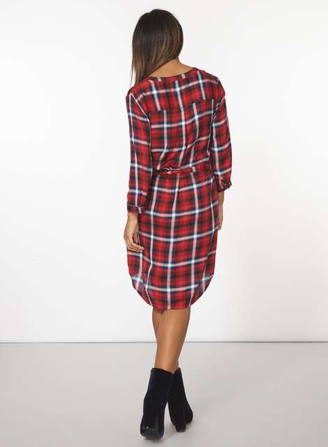 **Only Red check shirt dress